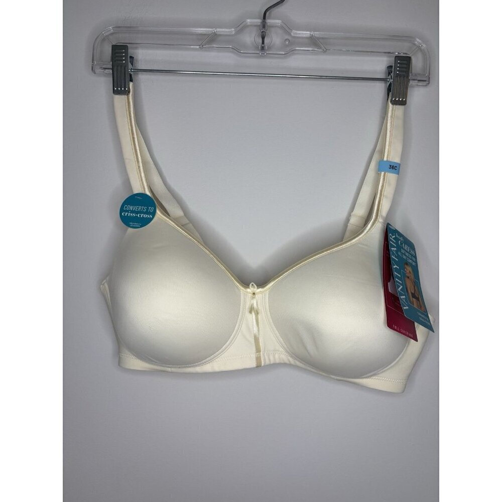 VANITY FAIR NEW Full Coverage Bra Womens 36C Converts Criss Cross Body Caress